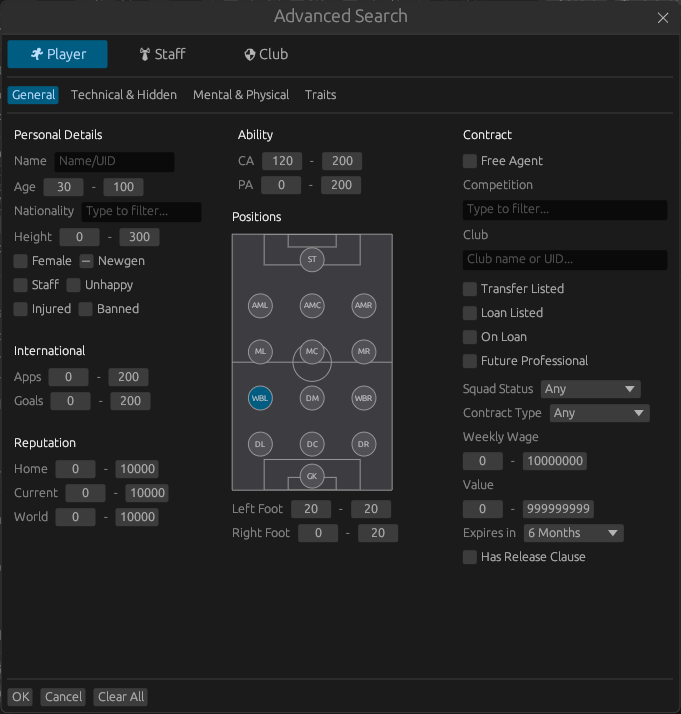 FM26 Live Editor - Advanced Search