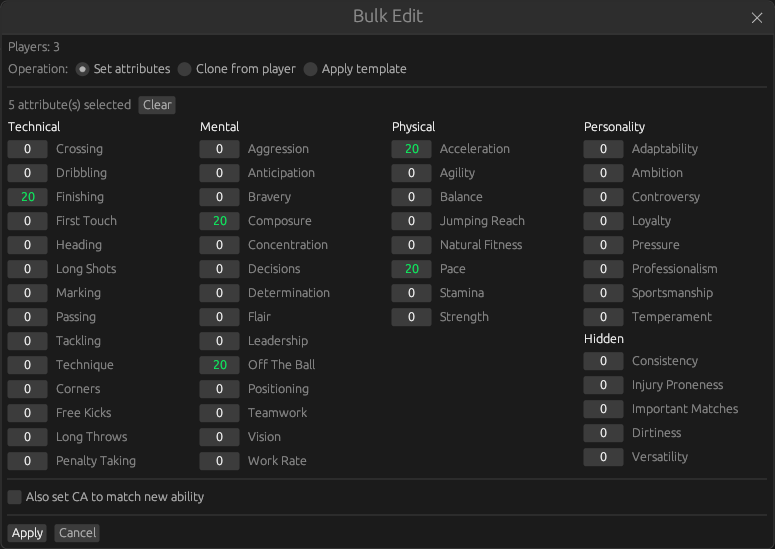 FM26 Live Editor - Bulk Edit